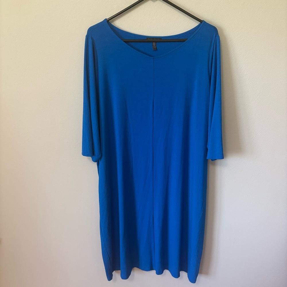 Eileen Fisher Viscose Jersey Dress Blue XL